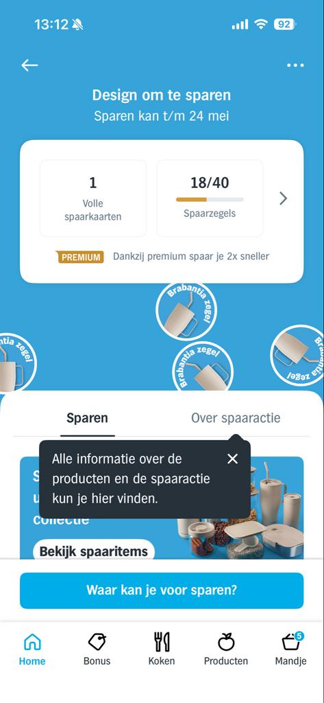 Volle spaarkaart Brabantia AH, Albert Heijn, Ophalen of Verzenden