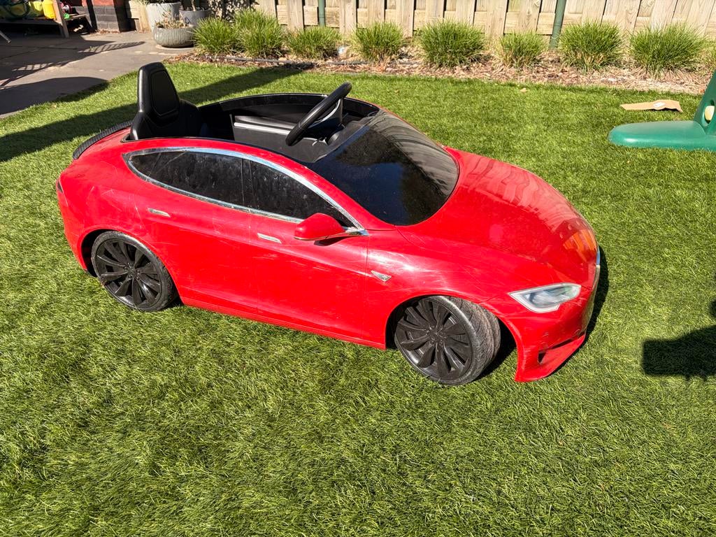 Mini Tesla kinderauto rood, incl. batterij en lader, Ophalen, Gebruikt, Overige typen