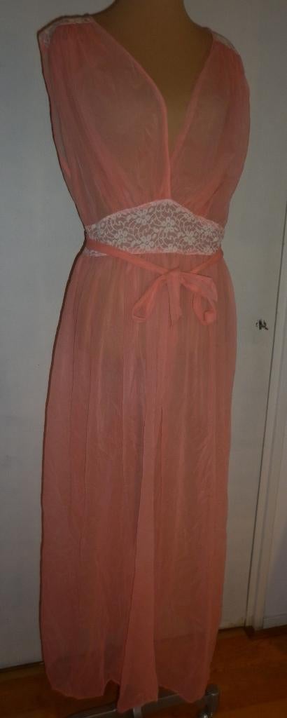 voile nachthemd (vintage) maat : 44, Kleding | Dames, Ondergoed en Lingerie, Verzenden, Oranje, Nachtkleding