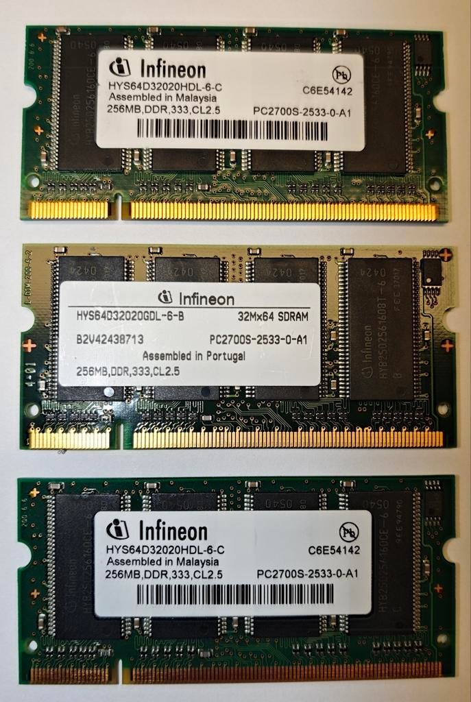 3x 256MB DDR1 geheugen, Computers en Software, RAM geheugen, Ophalen of Verzenden, DDR, Desktop