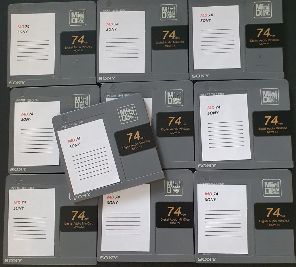 10 Stuks Sony 74 Minidisc met hoesjes, Verzenden