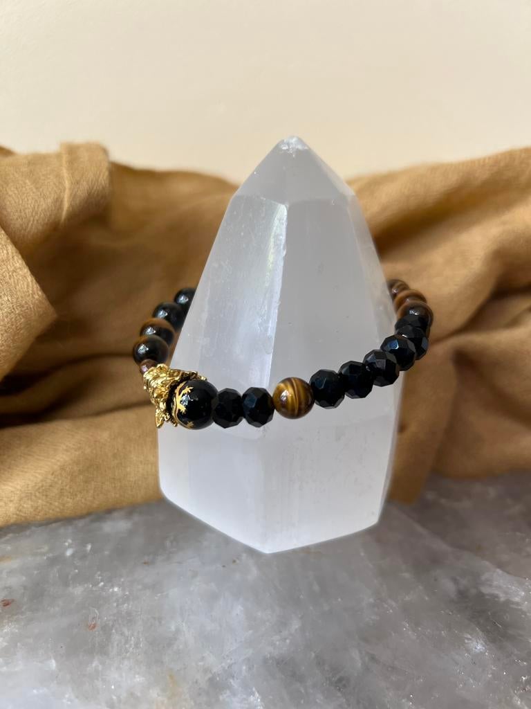 Tijgeroog obsidiaan draak beschermt aura straling moed, Ophalen of Verzenden, Nieuw, Met bedels of kralen