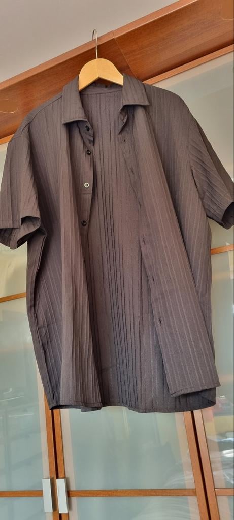 Donkergrijs/zwart overhemd xxl met korte mouwen, Kleding | Heren, Overhemden, Ophalen of Verzenden, Zo goed als nieuw, Grijs, Halswijdte 41/42 (L)