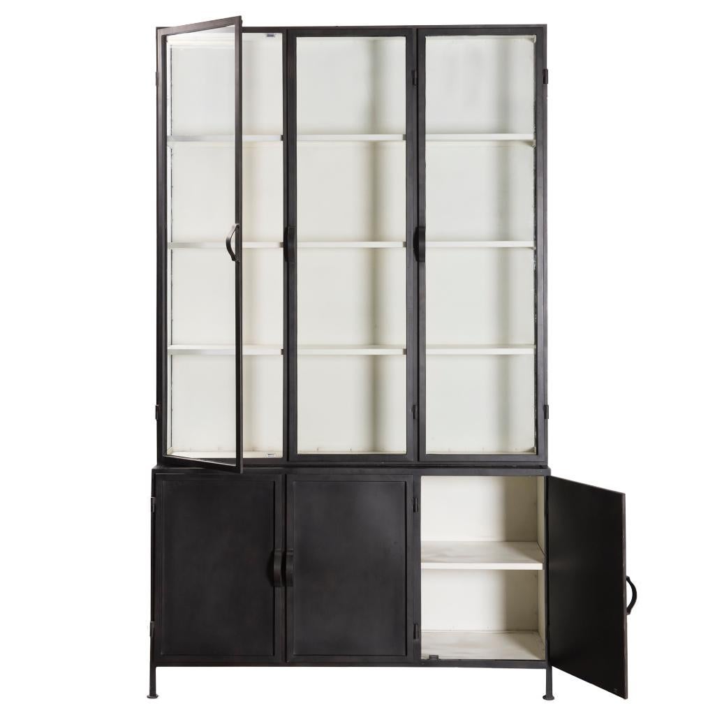 BUFFETKAST zwart metaal glas 142cm breed actie snel geleverd, Huis en Inrichting, Kasten | Buffetkasten, 100 tot 150 cm, 200 cm of meer