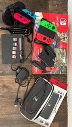 Nintendo switch met controllers, oplaadstation en 5 spellen, Met games, Met 2 controllers, Ophalen of Verzenden, Zo goed als nieuw