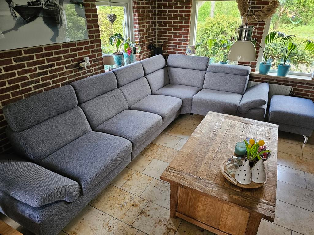 Hoekbank,zithoek, Montel, 360x220,stof,grijs,verstelbaar, Ophalen, Gebruikt, Stof