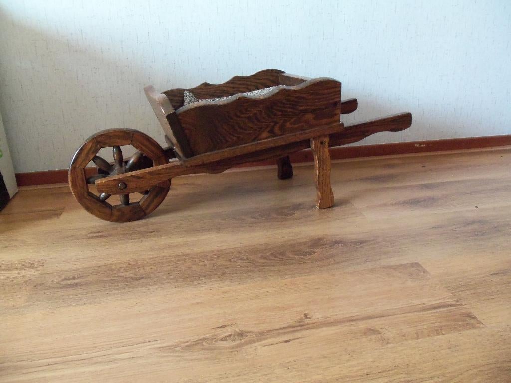 Decoratieve kruiwagen van eikenhout - jaren 60, Ophalen, Gebruikt, Bruin, Vintage