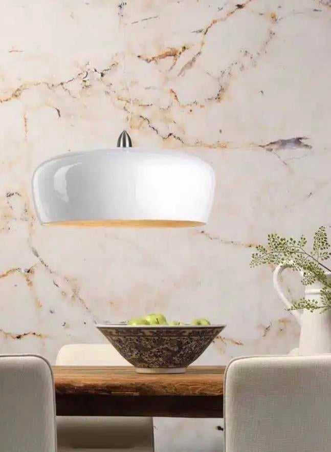 2x Hanglamp Hanoi wit/bamboe - It's About Romi (Ø 60cm), Ophalen, Gebruikt, Hout, Minder dan 50 cm