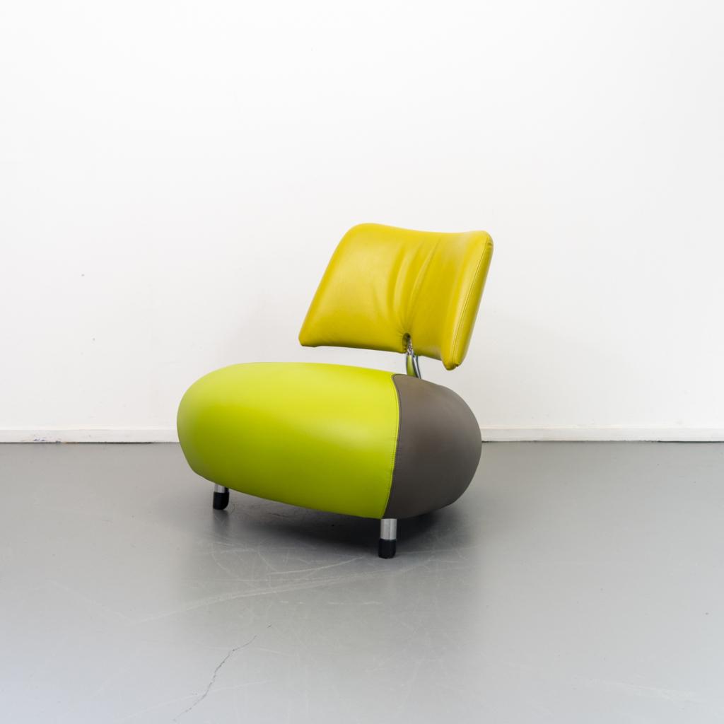 1x Leolux Pallone Fauteuil Groen/Grijs/Geel - Chroom, Huis en Inrichting, Fauteuils, Niet ingevuld, Niet ingevuld, 75 tot 100 cm