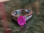 Klassieke gouden ring met robijn en diamanten, Ophalen of Verzenden, Zo goed als nieuw, 17 tot 18, Dame of Heer