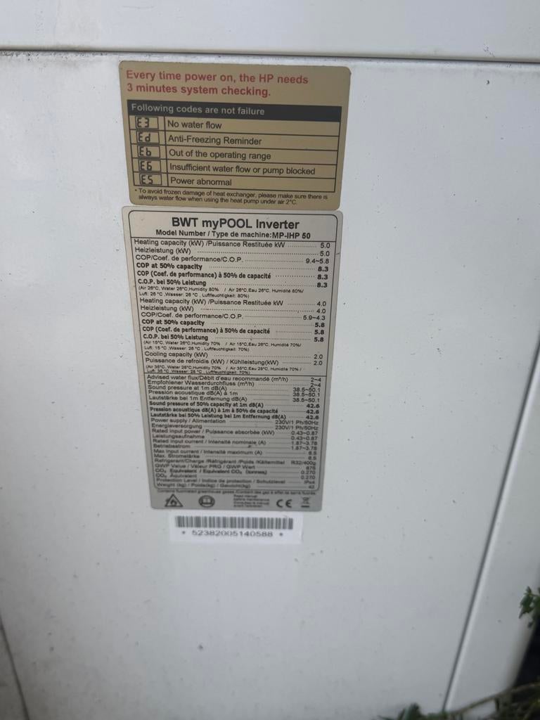 BWT myPOOL Inverter Zwembad Warmtepomp MP-IHP 50, Ophalen, Gebruikt, Overige typen