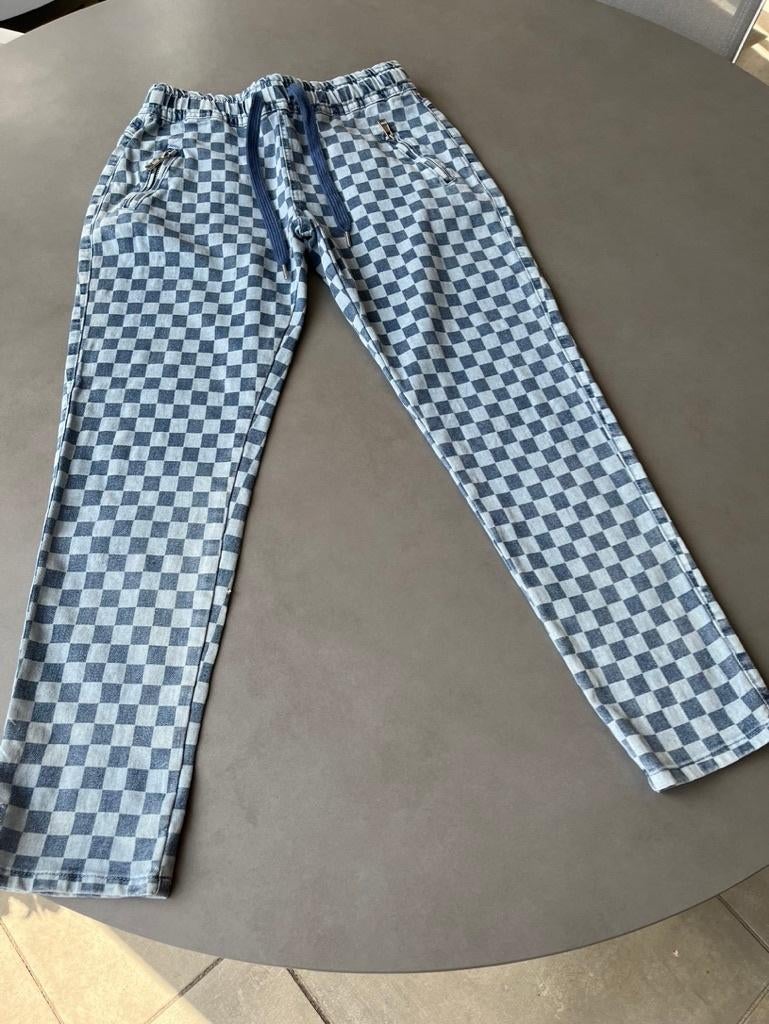 Nieuwe blauwe geblokte Vanilla spijkerbroek, maat M, Maat 38/40 (M), Vanilia, Nieuw, Lang