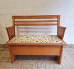 Vintage Houten Klepbankje / Bankje / Originele Bekleding, Ophalen, Gebruikt, -, -