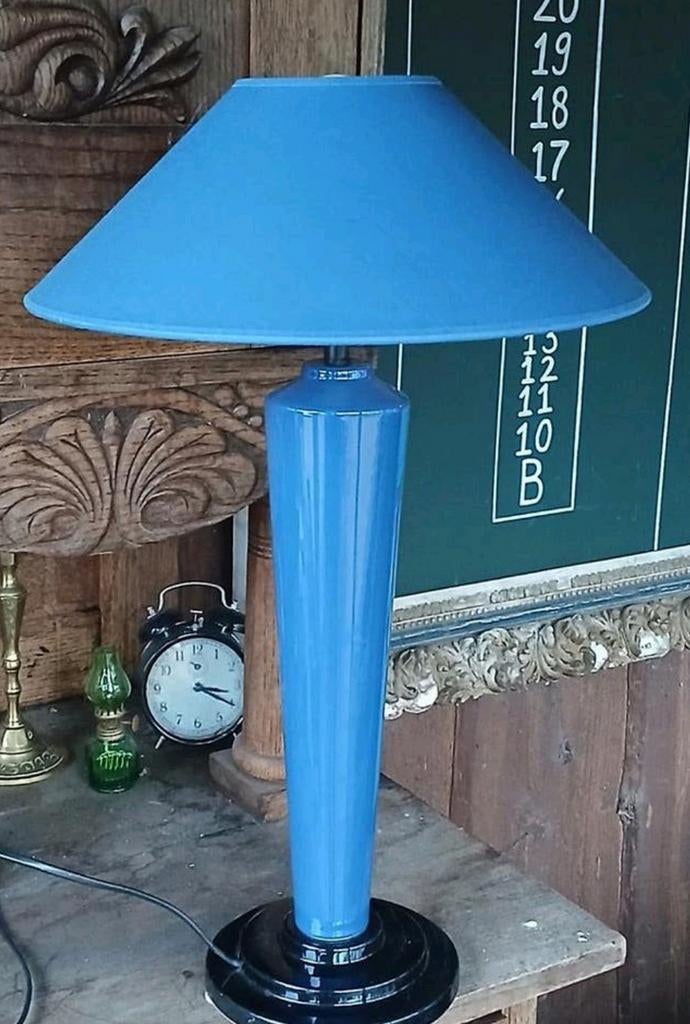 Blauwe vintage tafellamp keramiek - Happylight, Ophalen of Verzenden