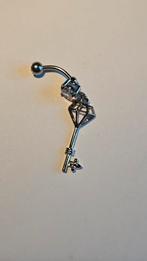 Navelpiercing met strass sleutel, Navelpiercing, Staal, Nieuw, Ophalen of Verzenden