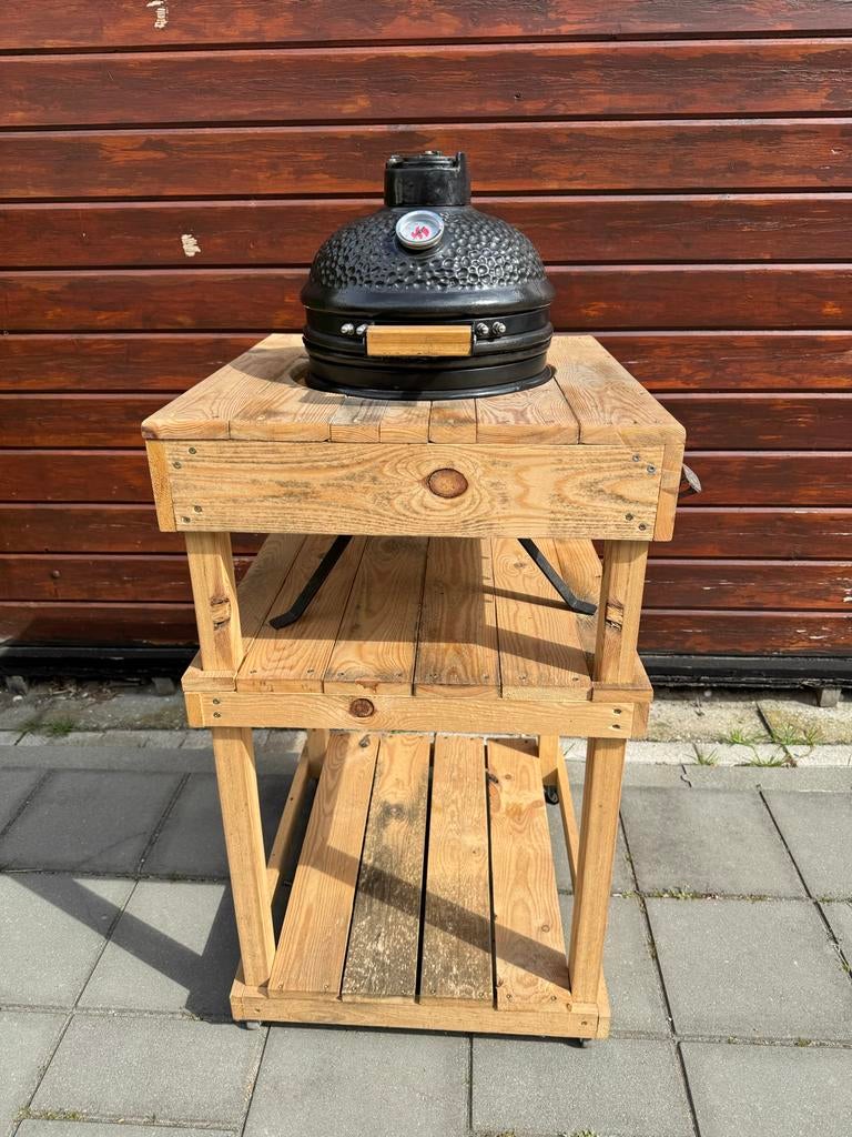 Mini Keramische BBQ in Verrijdbare Tafel, Tuin en Terras, Ophalen, Gebruikt