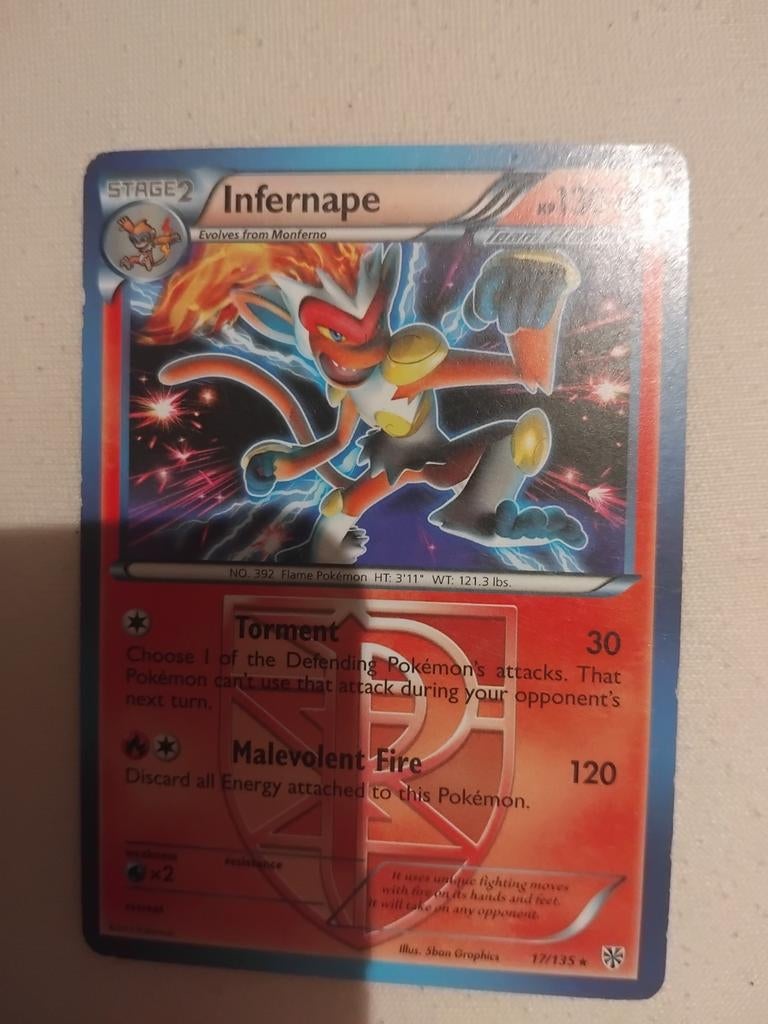 Infernape Pokémon Kaart - 17/135, Ophalen of Verzenden, Gebruikt, Losse kaart