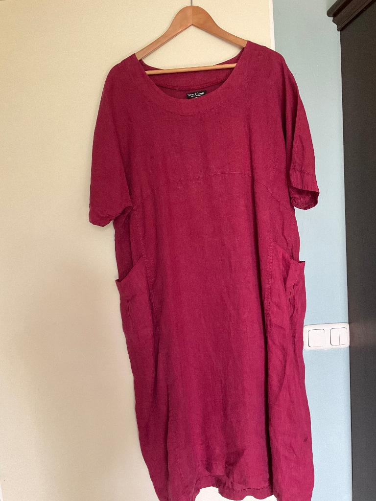 Backstage linnen jurk, Kleding | Dames, Jurken, Gedragen, Maat 42/44 (L), Rood, Onder de knie, Ophalen of Verzenden