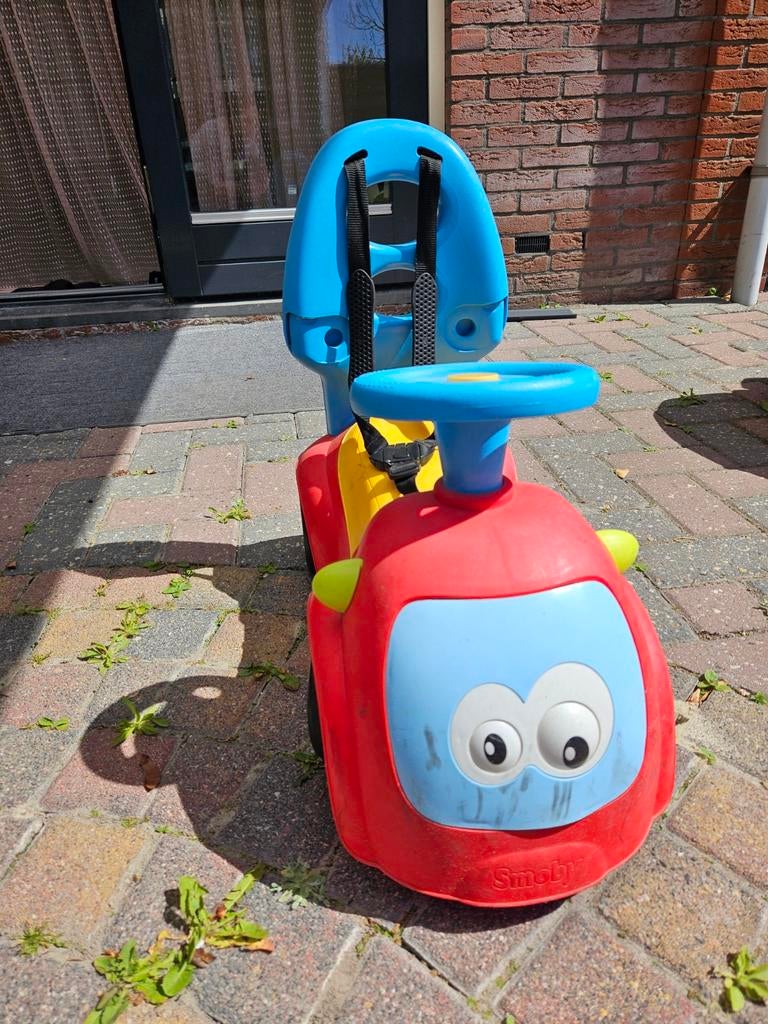 Smoby Loopauto met Duwstang en Gordel, Ophalen, Gebruikt, Loopvoertuig