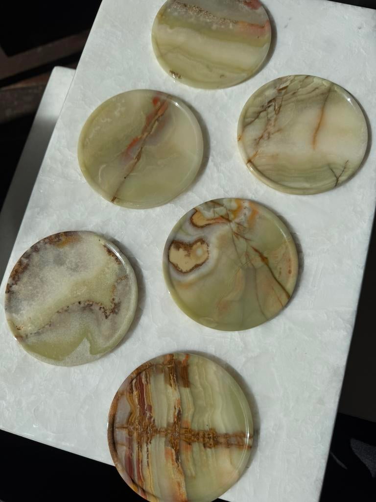 Set van 6 onyx onderzetters, Ophalen of Verzenden, Zo goed als nieuw, Glas of Kopje