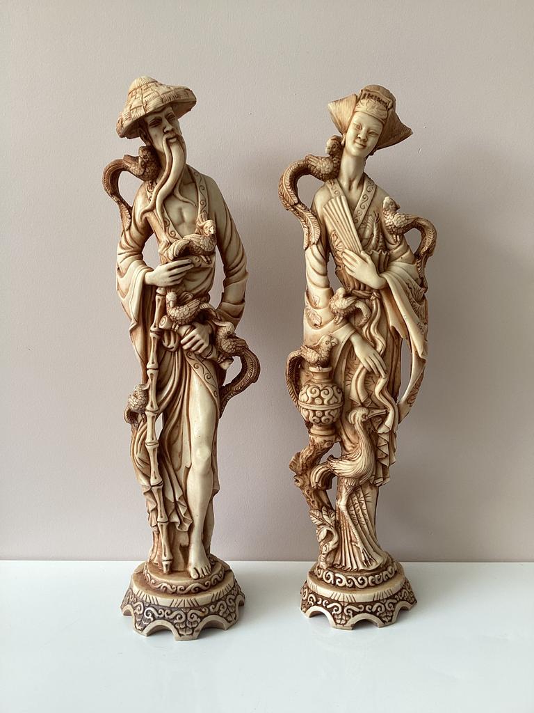 2 Decoratieve figuren in Chinese stij Keizer en Keizerin, Antiek en Kunst, Curiosa en Brocante, Ophalen of Verzenden