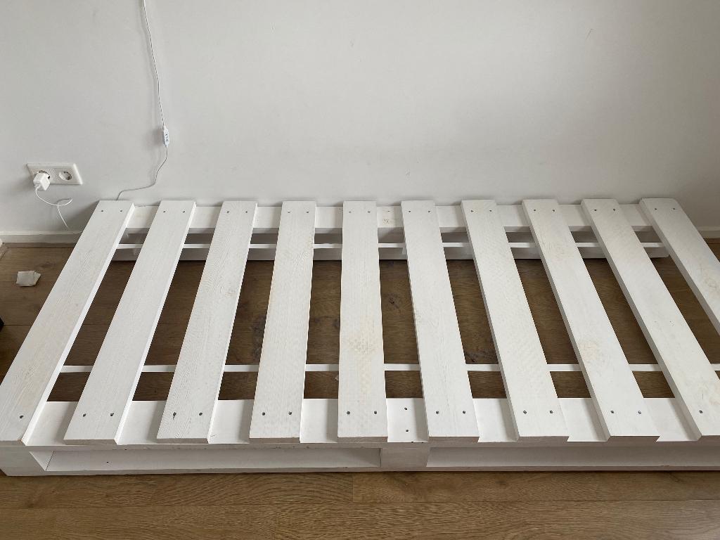 Bed, 1 persoons, Ophalen, 90 cm, Eenpersoons, Wit