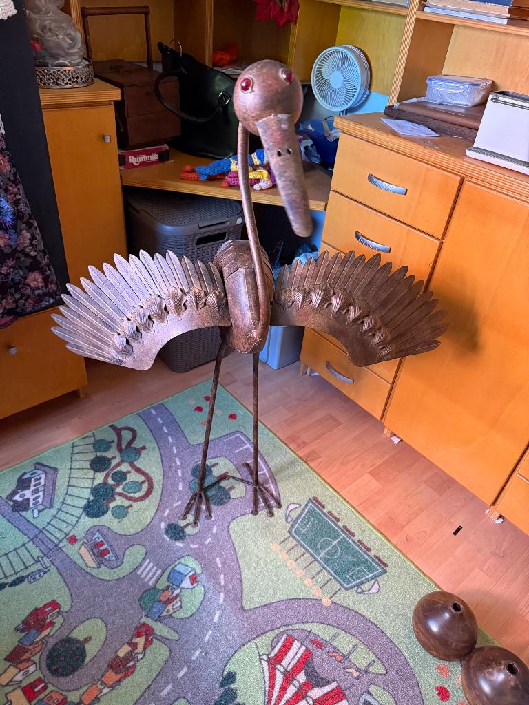 kraanvogel decoratie, Ophalen, Zo goed als nieuw, Metaal, Overige typen