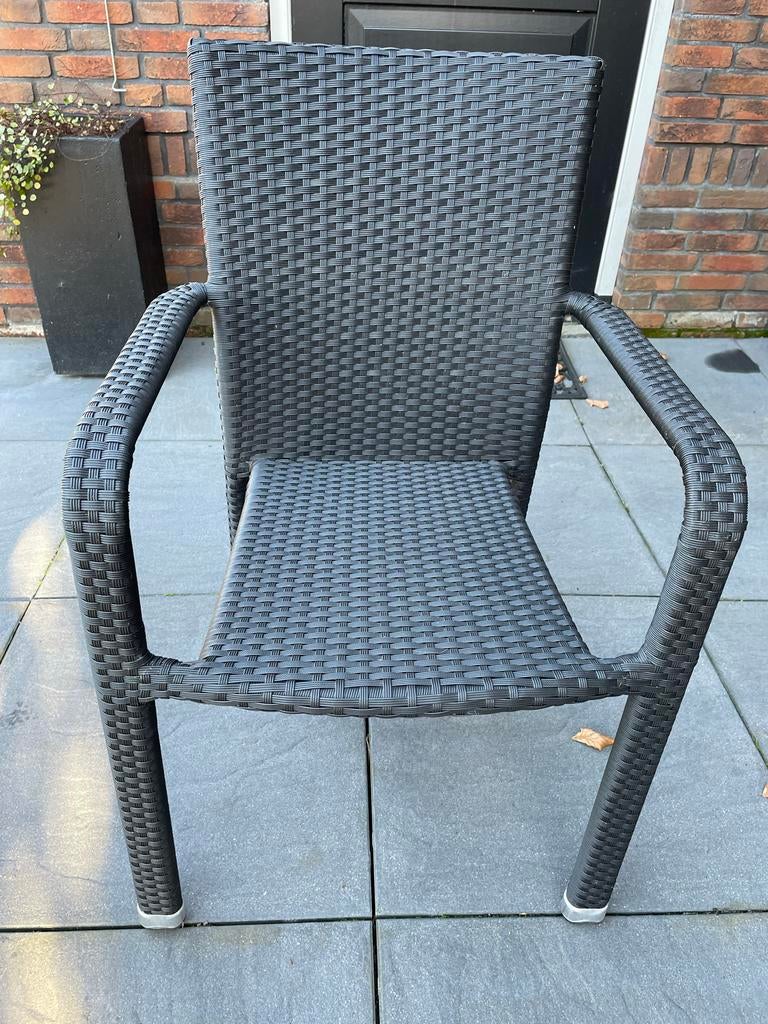 10x Manifesto Tuinstoelen - Zwart wicker, Tuin en Terras, Tuinstoelen, Gebruikt, Wicker, Stapelbaar, Ophalen