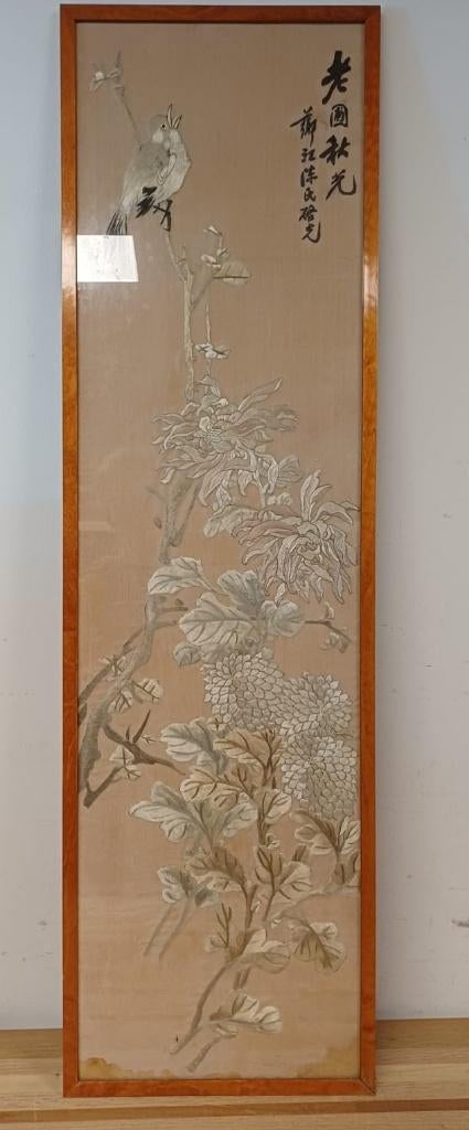 Antiek Japans zijde scroll schilderij, Antiek en Kunst, Kunst | Niet-Westerse kunst, Ophalen of Verzenden