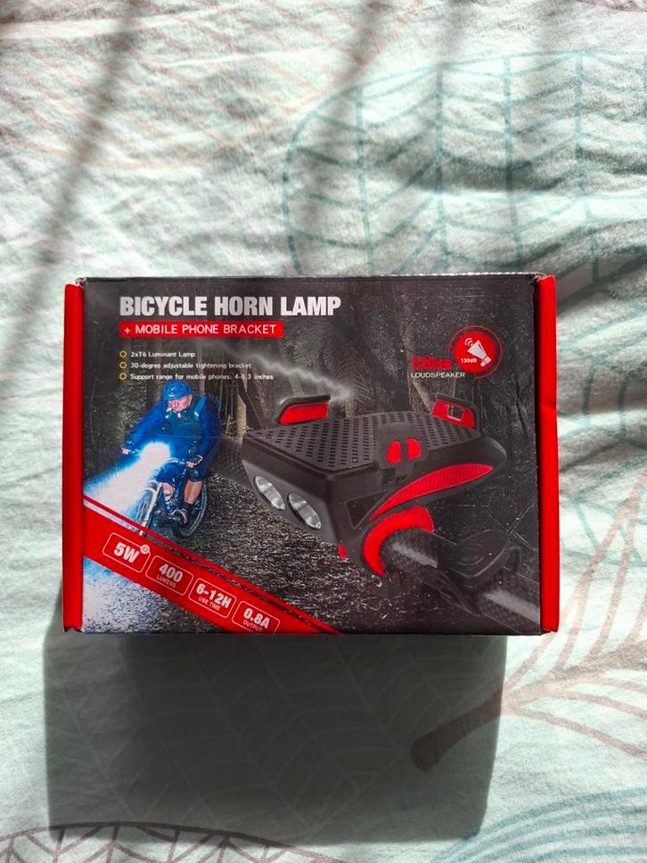 Fiets hoorn lamp met telefoonhouder, Fietsen en Brommers, Fietsaccessoires | Fietsverlichting, Voorlicht, Nieuw, Accu, Ophalen of Verzenden