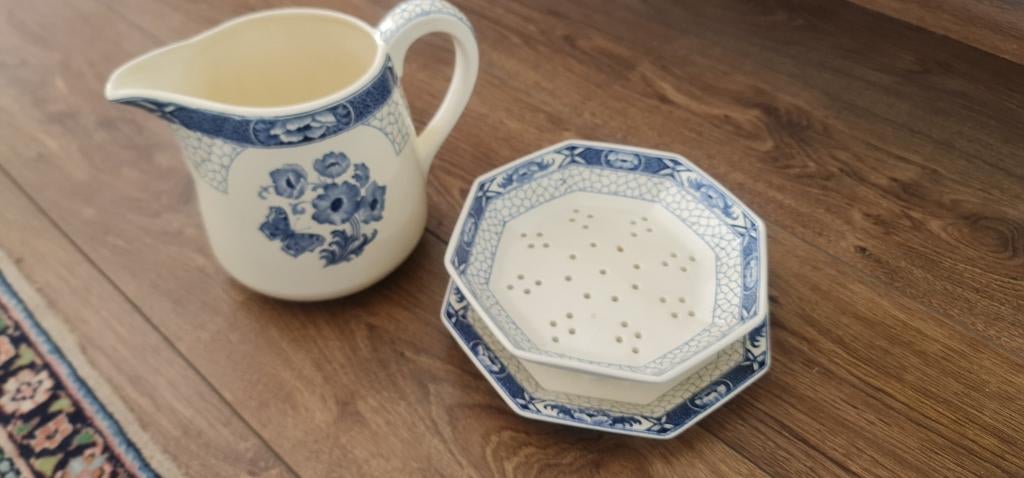 Butterfly Blauw Kan en Schaal Set, Antiek en Kunst, Ophalen of Verzenden