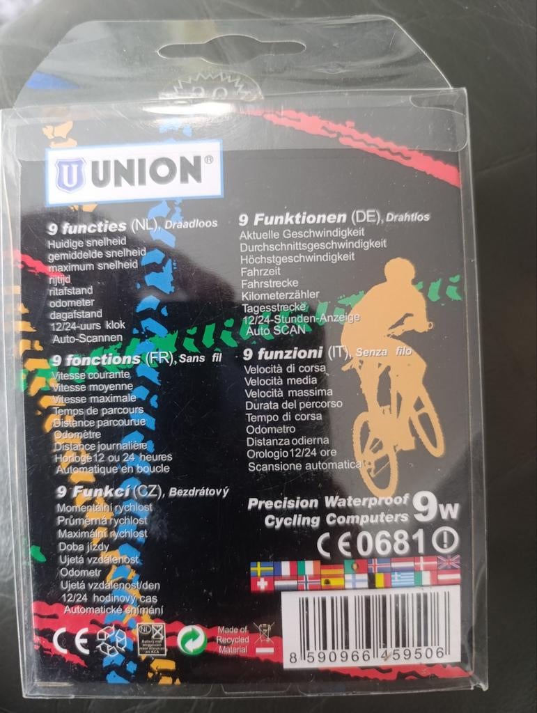 Union draadloze fietscomputer 9 functies, Fietsen en Brommers, Fietsaccessoires | Fietscomputers, Ophalen of Verzenden