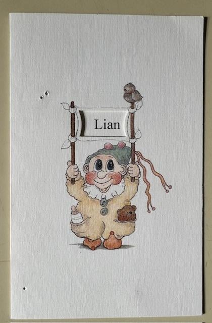 Geboortekaartje Lian 5-4-1996 Kunst Adelt 6828, Verzamelen, Ophalen of Verzenden, 1990 tot 2000, Geboortekaartje