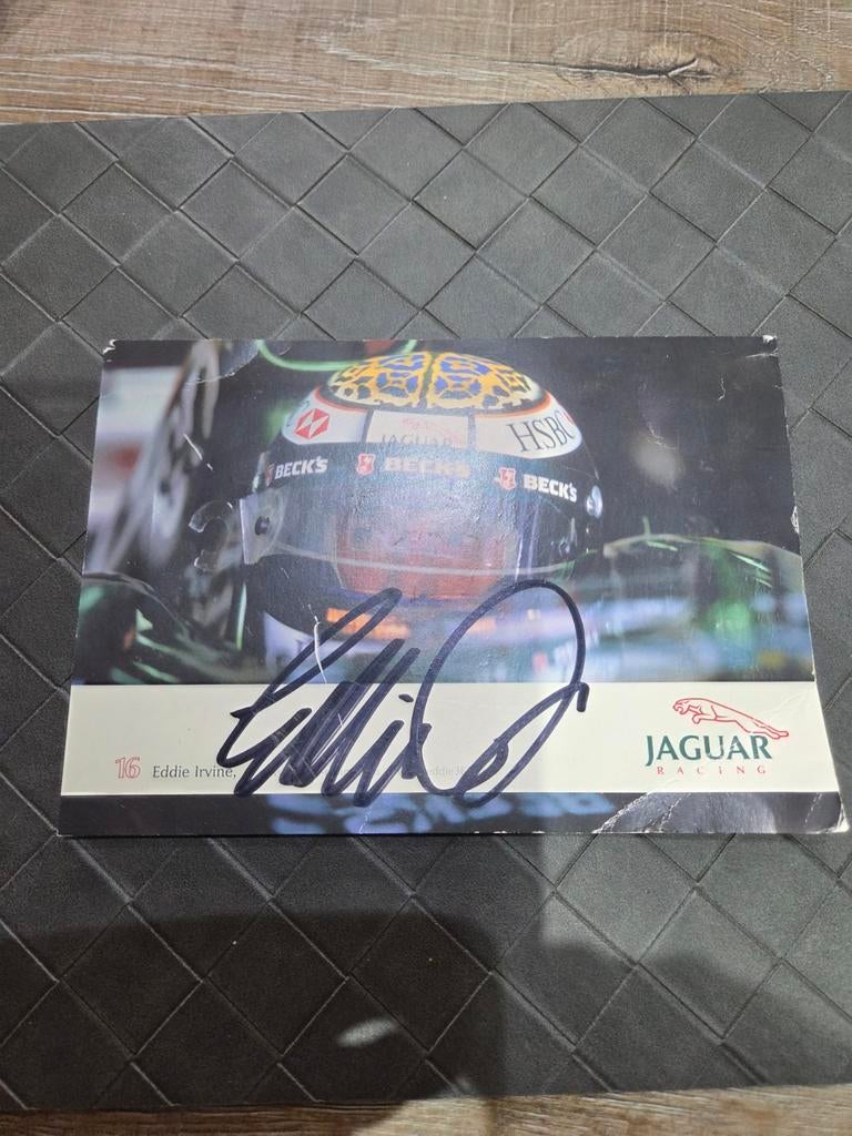 Gesigneerde foto Eddie Irvine - Jaguar Racing F1, Ophalen of Verzenden, Gebruikt, Formule 1