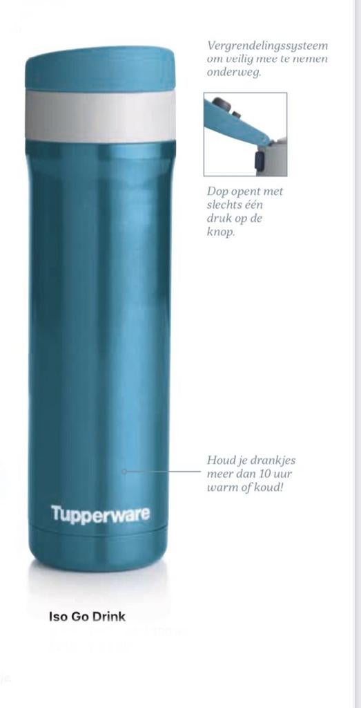 Nieuwe Tupperware Iso Go Drink Isofles - Blauw, Ophalen of Verzenden, Nieuw, Blauw, Beker of Kan
