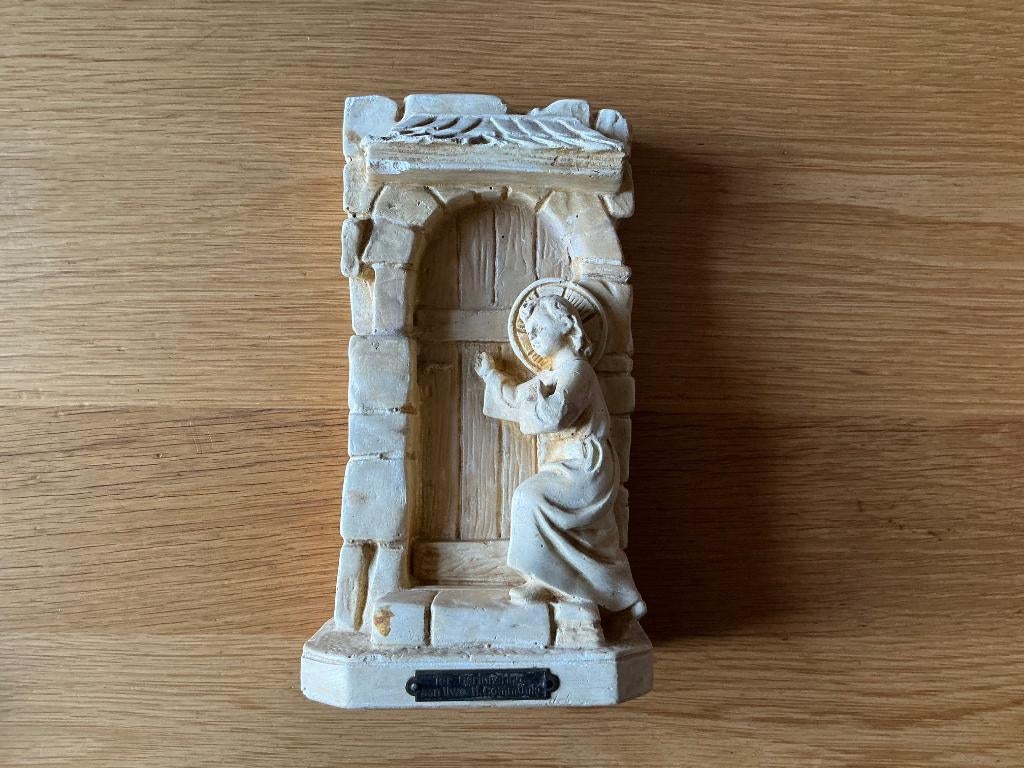 gipsen communie beeld, jonge jezus klopt de poort. Jaren 50., Antiek en Kunst, Ophalen of Verzenden