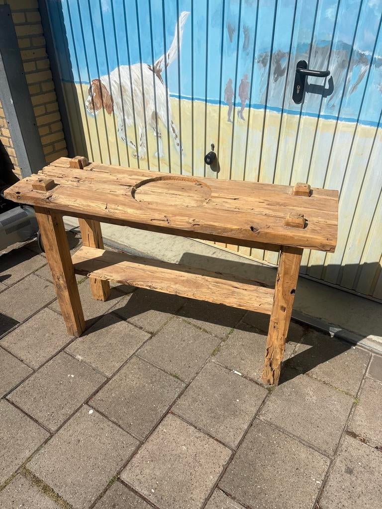 Rustieke houten tafel voor badkamer, Ophalen of Verzenden