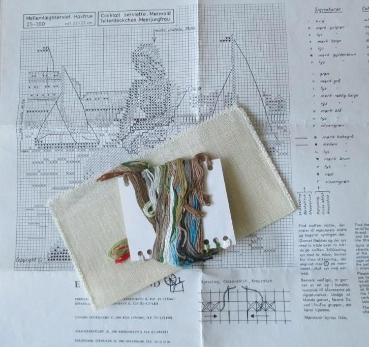 Borduurpakket,Borduren,Kruissteek,Eva Rosenstand,Zeemeermin, Hobby en Vrije tijd, Borduren en Borduurmachines, Zo goed als nieuw