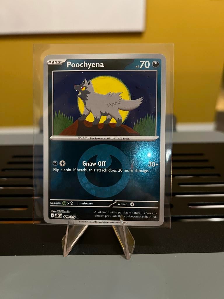 Poochyena Pokémon Kaart - ASCEN 128/217 Energy, Ophalen of Verzenden, Zo goed als nieuw, Losse kaart
