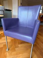 Eetkamerstoelen 6 met wieltjes, Ophalen, Minder dan 75 cm, Leer, Zo goed als nieuw