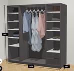 Zwartbruine Ikea Pax kast, schuifdeuren met aluminium frame, Gebruikt, 200 cm of meer, 75 cm of meer, 200 cm of meer