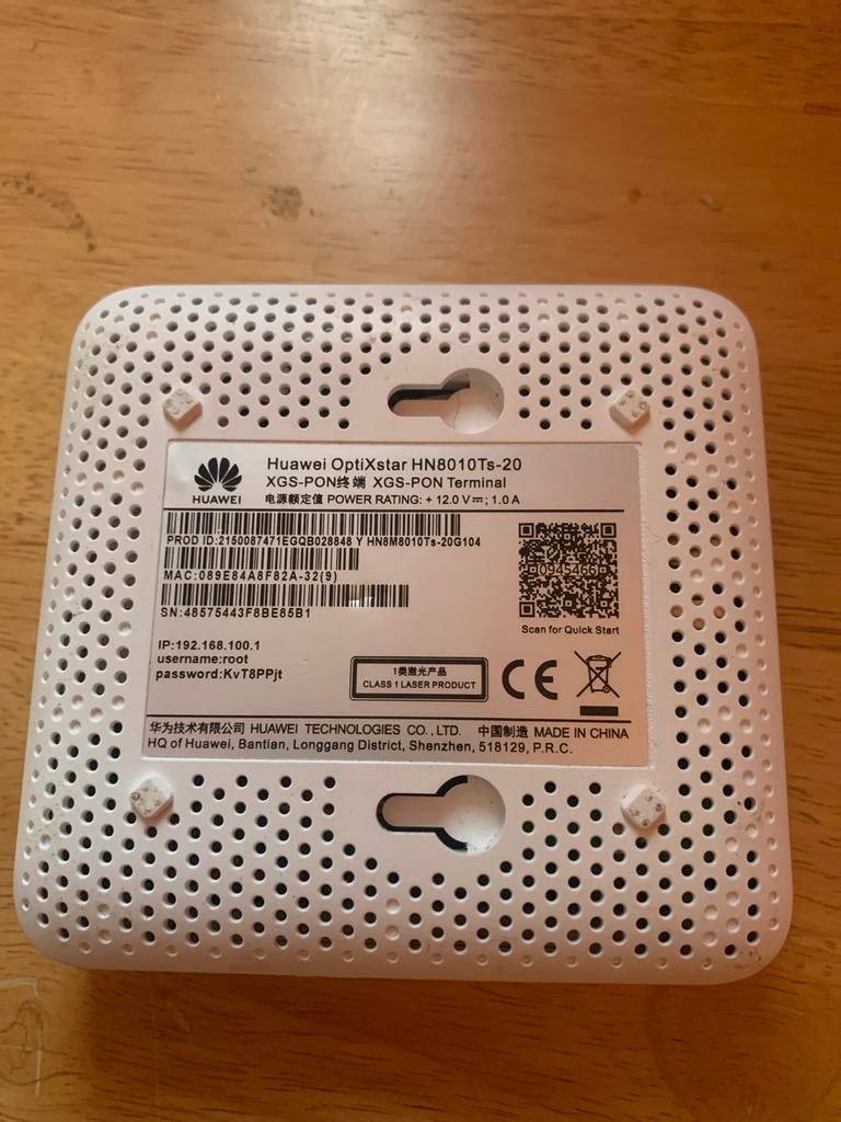 Huawei OptiXstar HN8010Ts-20 10G LAN glasvezel modem/router, Ophalen of Verzenden, Gebruikt, Router met modem