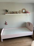 Roze meisjesbed hartje eenpersoons met lattenbodem en matras, Ophalen, 85 tot 100 cm, Zo goed als nieuw, Lattenbodem