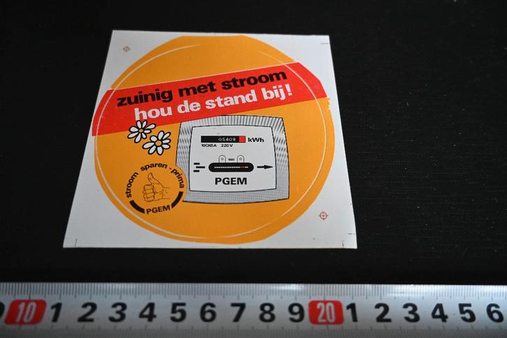 sticker PGEM zuinig met stroom hou de stand bij ! *, Verzamelen, Stickers, Zo goed als nieuw, Ophalen