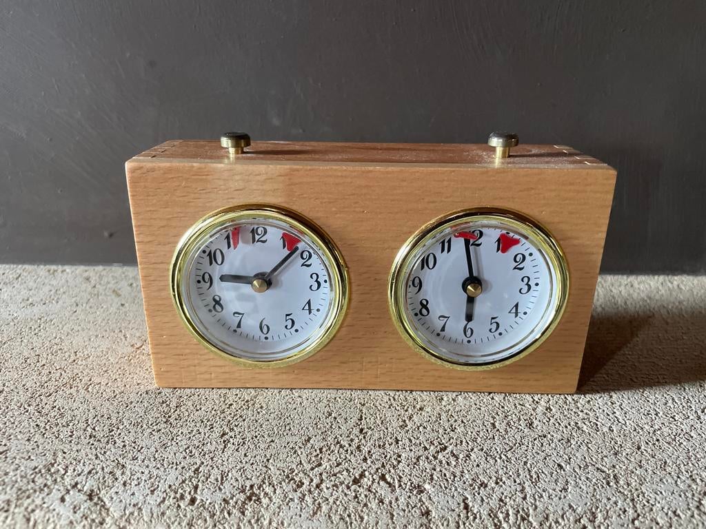 Analoge houten schaakklok, Ophalen of Verzenden