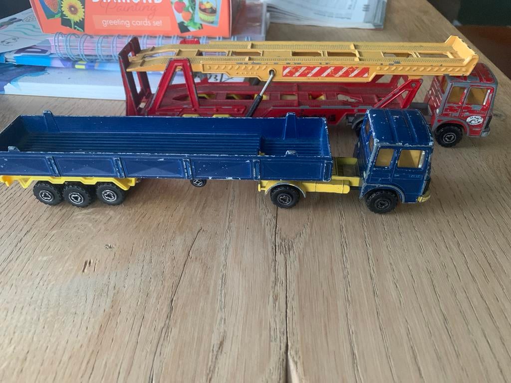 Vintage Matchbox vrachtwagens met opleggers, Ophalen of Verzenden