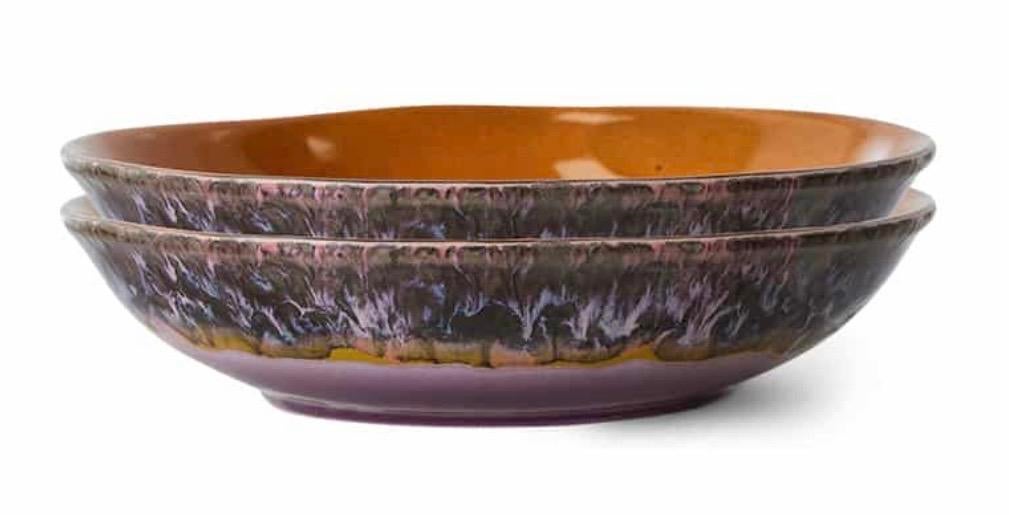 Set van 2 diepe borden HKLiving 70s ceramics daybreak, Nieuw, Ophalen of Verzenden, Bord(en), Overige stijlen