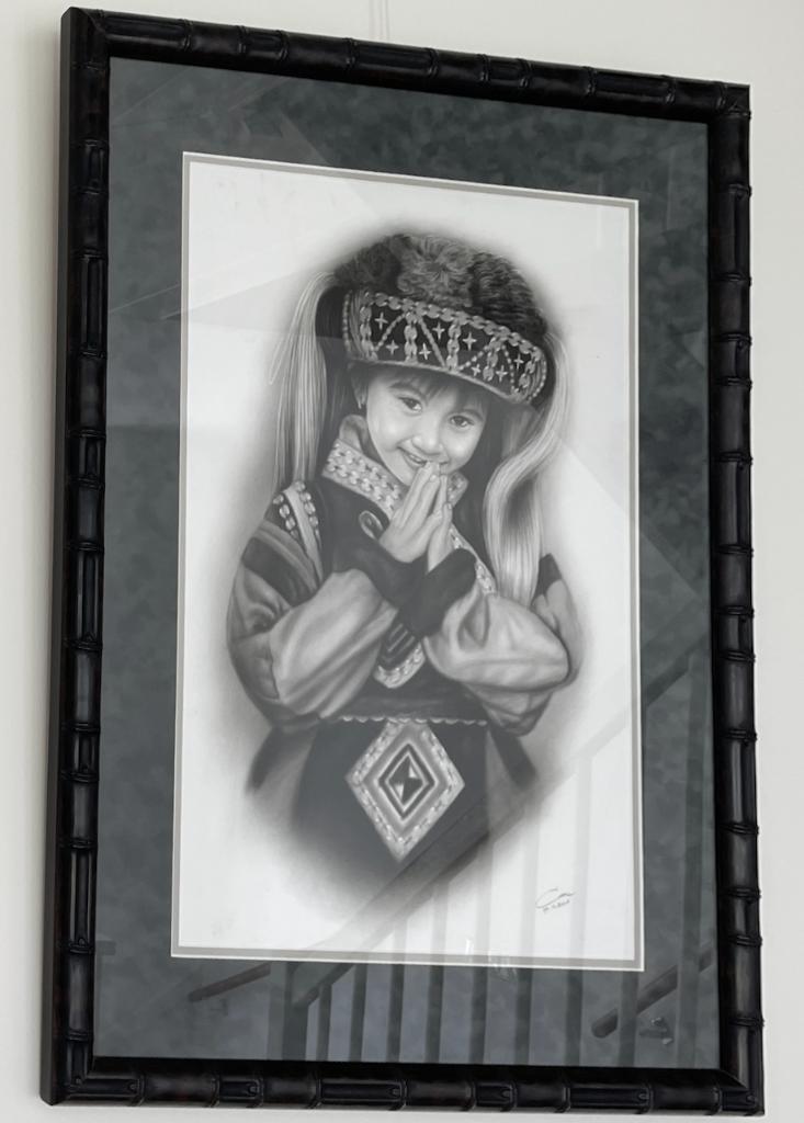 Original art from Thailand. Professionally framed sketch, Antiek en Kunst, Ophalen