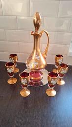 2 keer antieke karaf + glaasjes 1x een vaas zie omschrijving, Ophalen