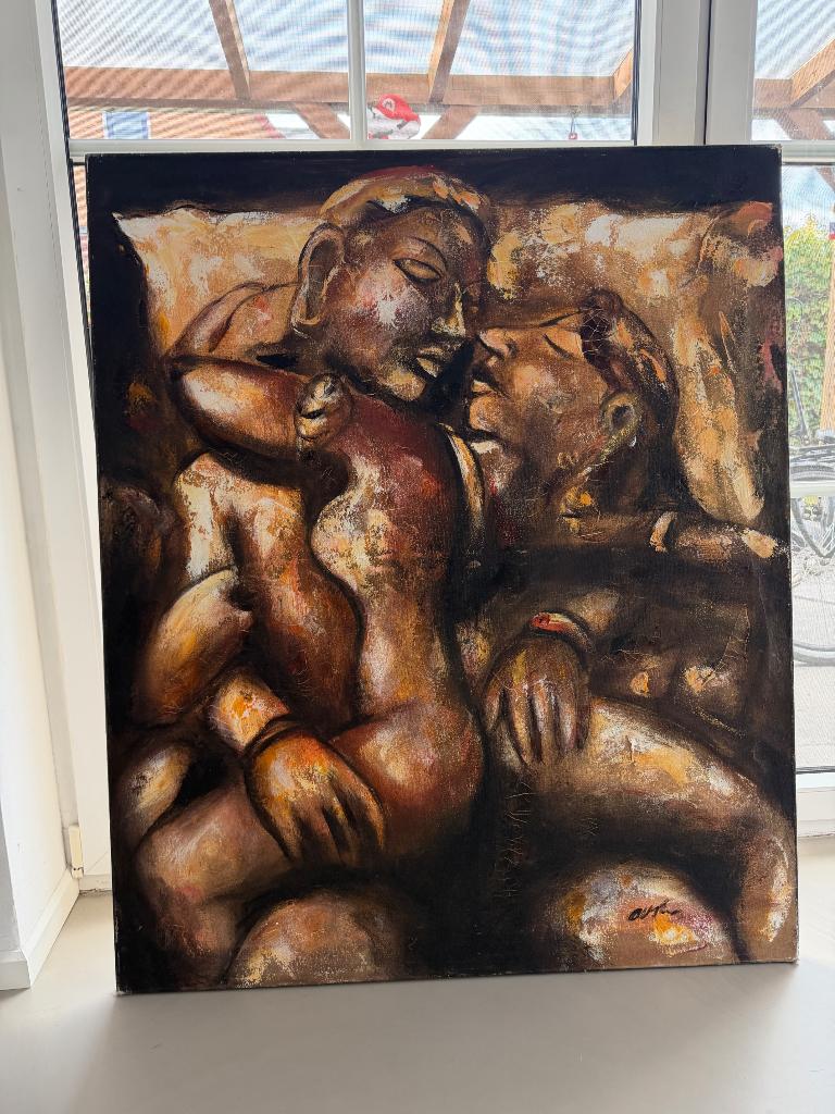 Prachtig Schilderij - sensueel man vrouw, Antiek en Kunst, Kunst | Schilderijen | Klassiek, Ophalen